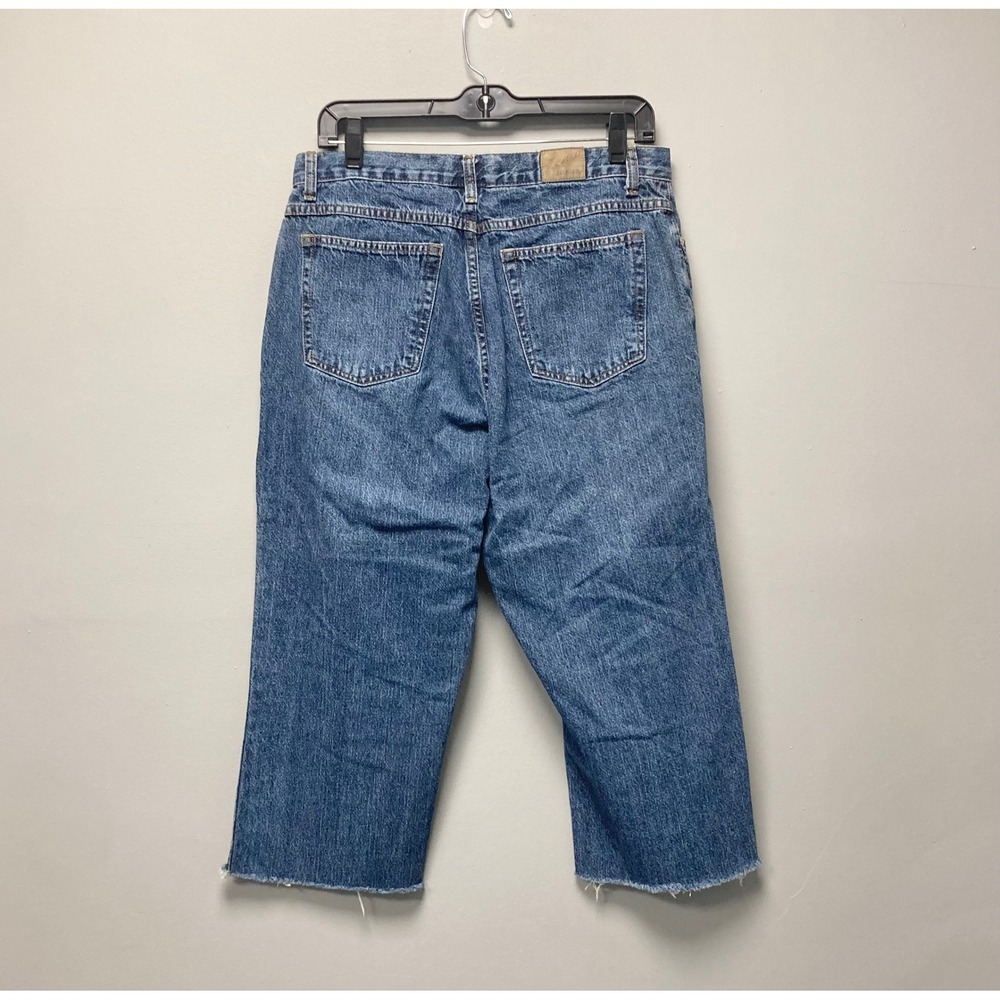 Y2K Zena Jeans Womens Cropped Raw Hem Denim Pants Medium Wash Blue Size 12 - Picture 3 of 8